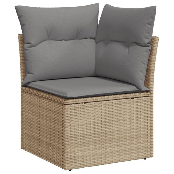 Vidaxl Divano Da Giardino Angolare Con Cuscini Beige In Poly Rattan-image