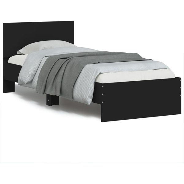 Vidaxl Struttura Letto Con Testiera Nera 90X200 Cm In Materiale A Base Di Legno-image