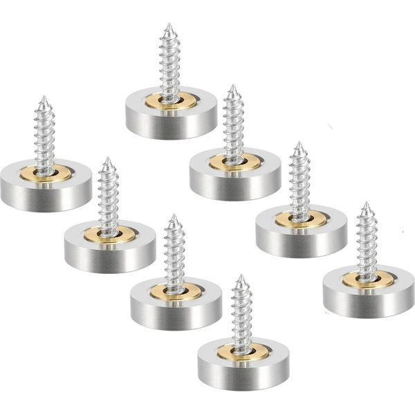 Set Di 8 Viti Per Specchi Con Tappi | Viti Decorative Da 16 Mm Con Tappo Di Copertura | Chiodi Per Specchi In Rame - Tappi Per Specchi In Argento | Viti Decorative Per Bagno | Viti Di Fissaggio Per Specchi-image