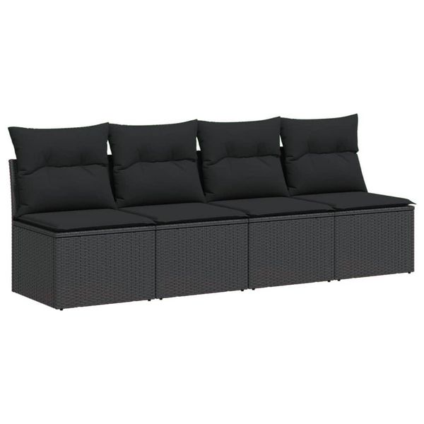Vidaxl Divano Da Giardino Con Cuscini A 4 Posti In Polirattan Nero-image
