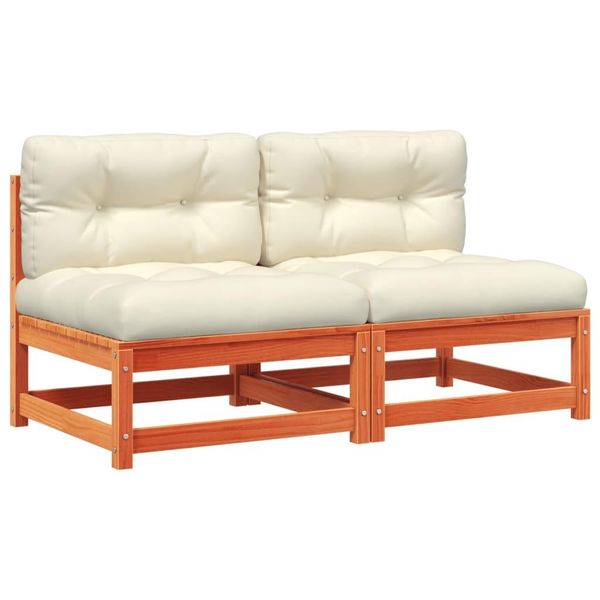 Divani Da Giardino Senza Braccioli Con Cuscini 2 Pezzi. Legno Marrone Cera-image