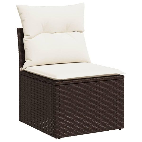 Vidaxl Poltrona Da Giardino Senza Braccioli Con Cuscino In Poly Rattan Marrone-image