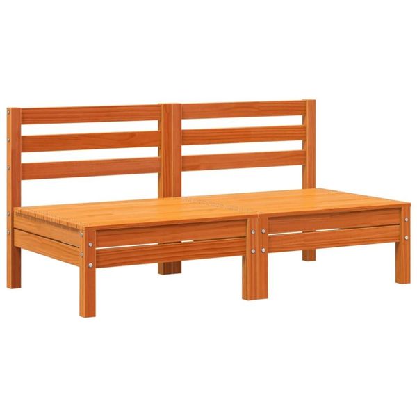 Divani Da Giardino Senza Braccioli 2 Pz. Legno Di Pino Massiccio Marrone Cera-image