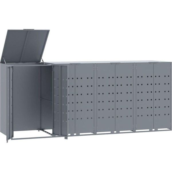 Vidaxl Contenitore Per Rifiuti Da 4 Tonnellate Grigio 276X79X117 Cm Acciaio-image