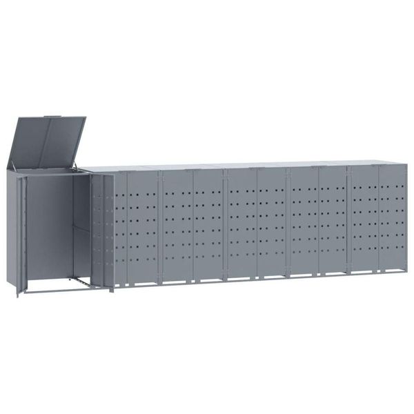 Vidaxl Contenitore Per Rifiuti Da 6 Tonnellate Grigio 414X79X117 Cm Acciaio-image