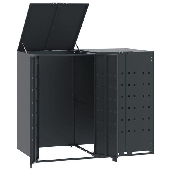 Vidaxl Contenitore Per Rifiuti Da 2 Tonnellate Antracite 138X79X117 Cm In Acciaio-image