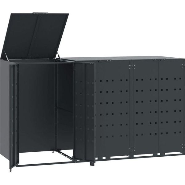 Vidaxl Contenitore Per Rifiuti Da 3 Tonnellate Antracite 207X79X117 Cm Acciaio-image