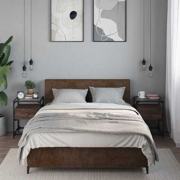 Vidaxl Comodini 2 Pz. Aspetto Rovere Marrone 40X40X55 Cm Materiale A Base Di Legno-image