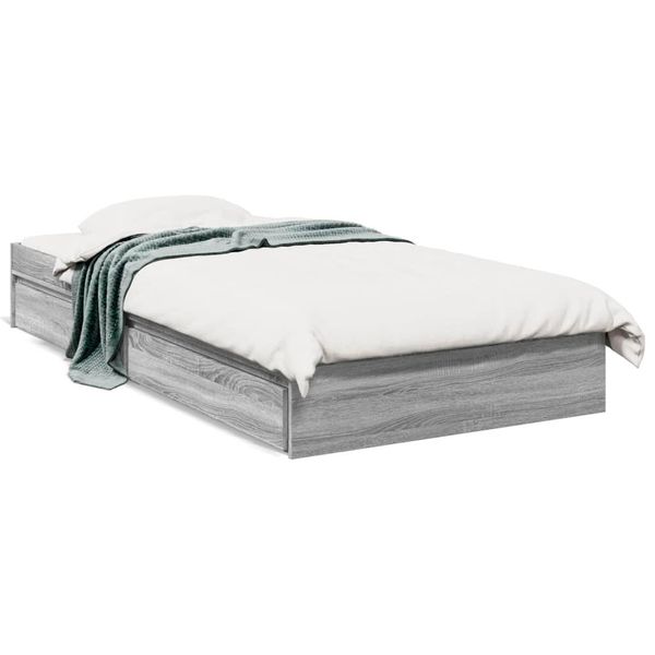 Struttura Letto Con Cassetti Grey Sonoma 90X190 Cm In Materiale Ligneo-image