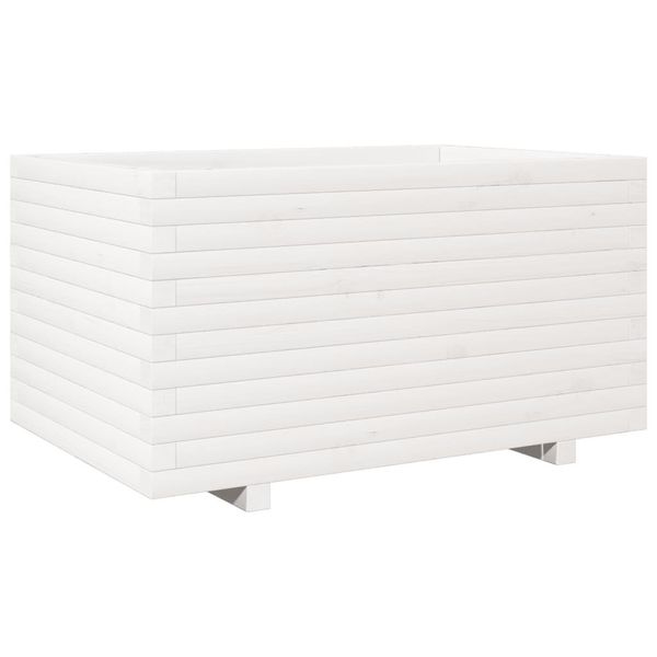 Vidaxl Fioriera Bianca 90X60X49,5 Cm In Legno Di Pino Massiccio-image