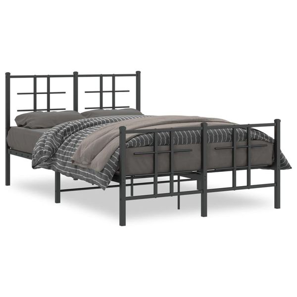 Vidaxl Struttura Letto Con Testiera E Pediera In Metallo Nero 120X200 Cm-image