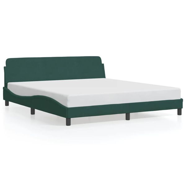 Vidaxl Struttura Letto "Dover"" Verde Scuro 180X200 Cm In Velluto"-image