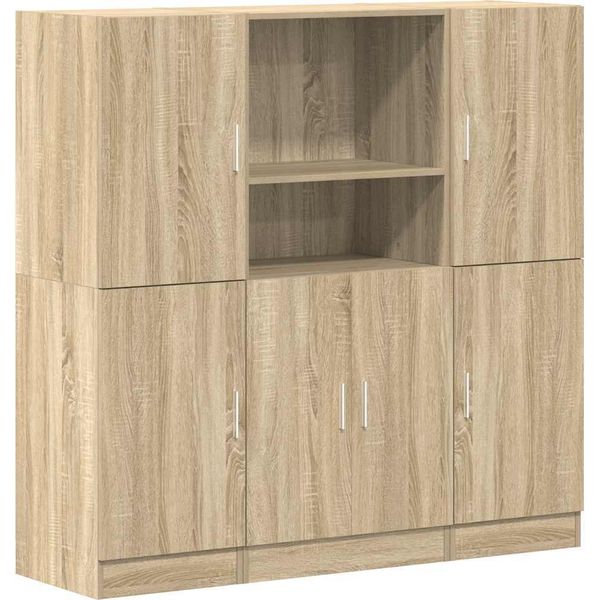 Vidaxl Set Di Armadietti Da Cucina A 3 Pezzi In Legno Di Quercia Sonoma-image