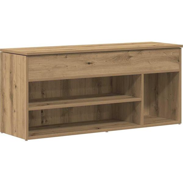 Vidaxl Panca Per Scarpe In Rovere Artigianale 102X30,5X45 Cm Materiale A Base Di Legno-image
