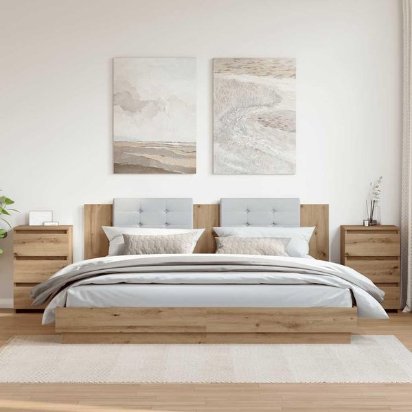 Vidaxl Comodini 2 Pz. Rovere Artigianale 40X35X62,5 Cm Materiale A Base Di Legno-image