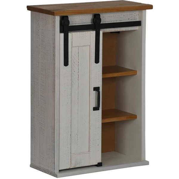 Vidaxl Armadio A Muro Halden Con Porta Scorrevole Bianco 49X22,5X70 Cm Pino-image