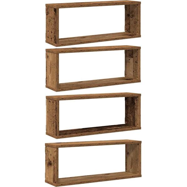 Vidaxl Mensole Da Parete A Cubo 4 Pz. Aspetto Legno Recuperato 60X15X23 Materiale A Base Di Legno-image