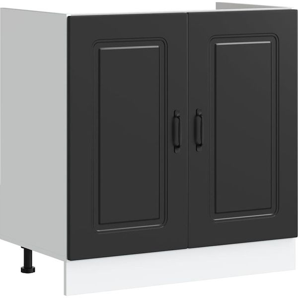Vidaxl Base Per Lavello Kalmar Black 80X46X81,5 Cm Materiale A Base Di Legno-image