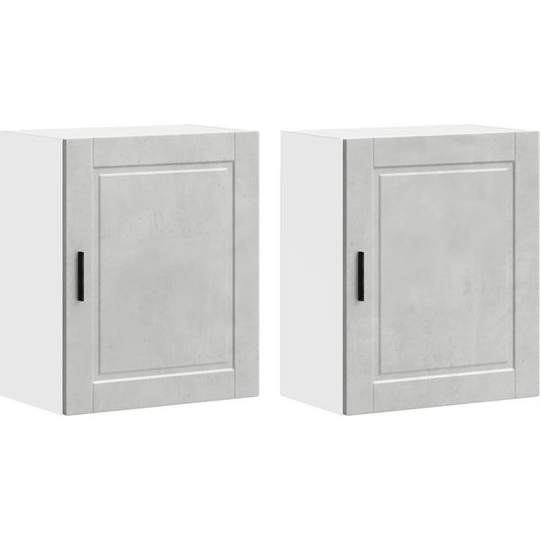 Vidaxl Pensili Da Cucina 2 Pz. Materiale A Base Di Legno Grigio Cemento Porto-image