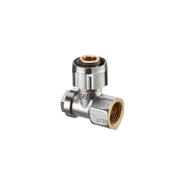 Oventrop Absperrwinkelverschraubung Combi 3 G 3/4 ÜMxrp 1/2 Ig, Messing Vernickelt (1016567)-image