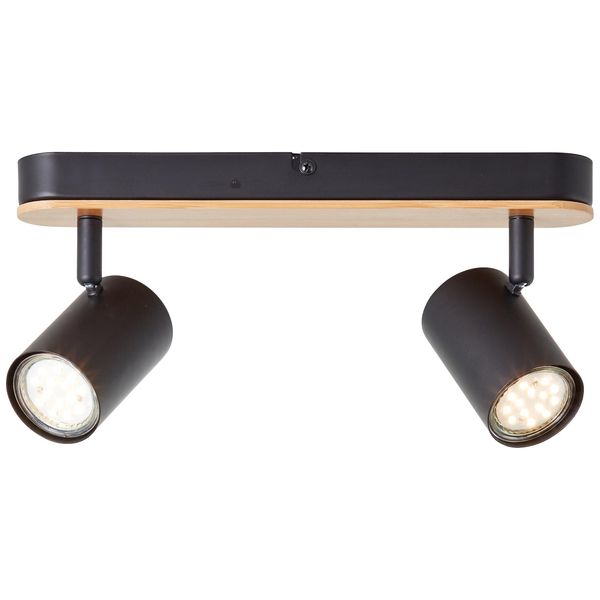 Brilliant Niels Spotbalken 2Flg Schwarz Matt/Natur, Metall/Bambus, 2X Led, GU10, 10 W-image