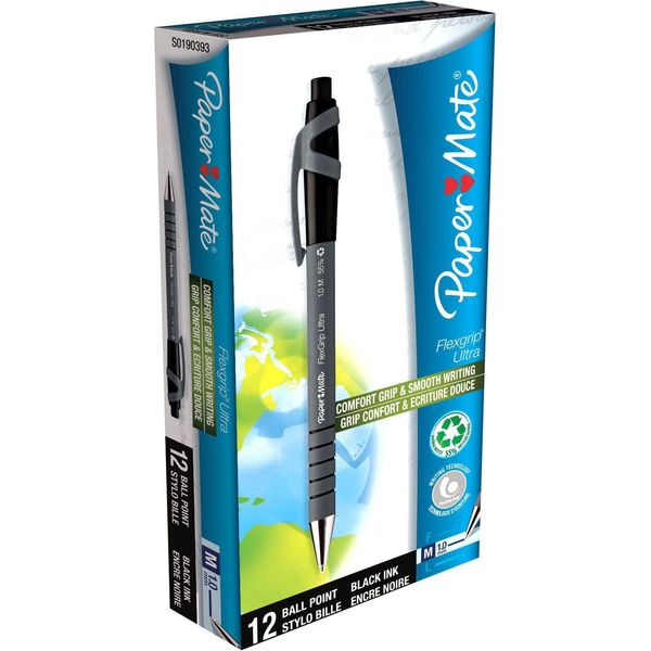 Papermate S0190393 Paper Mate Kugelschreiber Flexgrip Ultra Rt M 12St. Schwarz-image
