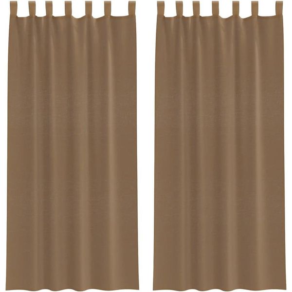 Vidaxl Tende In Voile Con Passanti 2 Pz. Marrone Chiaro 140X225 Cm-image