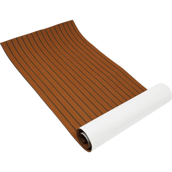 Zerbino In Teak, Funzione Antiscivolo, Schiuma Eva, Strisce Nere, Marrone-image
