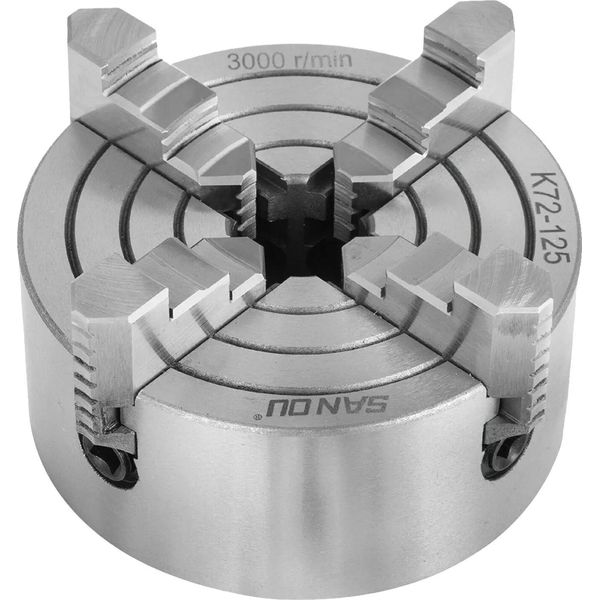 Mandrino A 4 Griffe Per Tornio, Diametro 125 Mm, Corpo Fuso, Ganasce Di Alta Precisione, Mandrino A 4 Griffe K72-125-image
