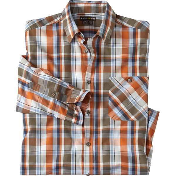 Atlas For Men - Camicia Da Uomo AF1965 (L) (Marrone/Blu/Arancione)-image