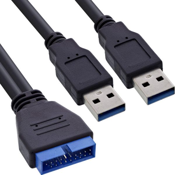 Inline® Cavo Usb 3.0 Interno 19Pin Femmina / 2X A Maschio, 0,40M-image