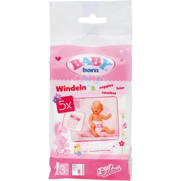 Zapf Creation 826508 Baby Born Pannolini Bianchi Accessori Per Bambole 5 Pezzi-image