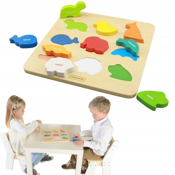 Selezionatore Di Forme In Legno Montessori Masterkidz Animali Colorati-image
