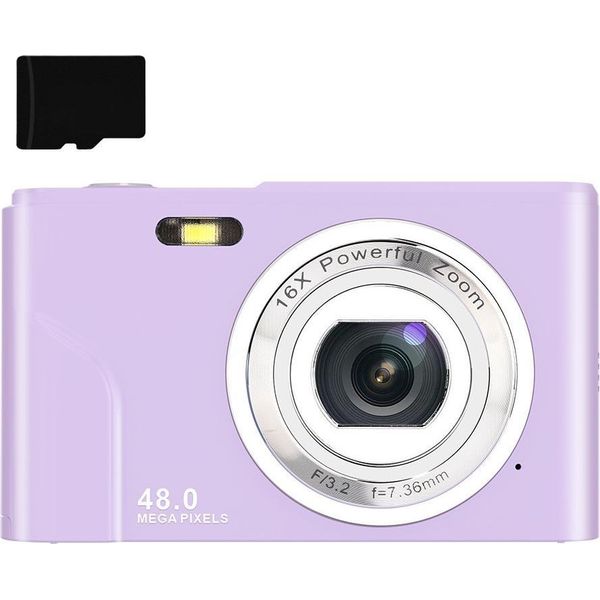 Inf Fotocamera Digitale Da 48 Mp, Fhd 1080P, Zoom 16X, Scheda Di Memoria Da 32 Gb Viola-image