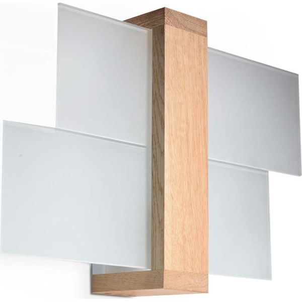 Lampada Da Parete Feniks 1 In Legno Naturale 1Xe27 15W Legno/Vetro 30X12X43Cm Sollux Lighting-image