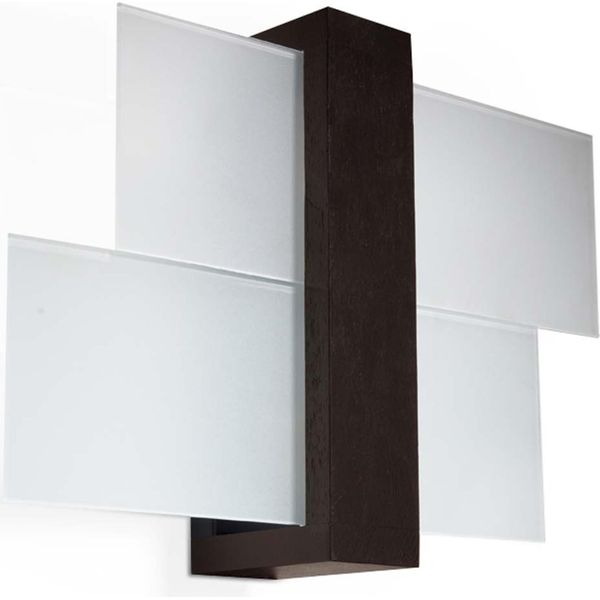 Lampada Da Parete Feniks 1 Wengé 1Xe27 15W Legno/Vetro 30X12X43Cm Sollux Lighting-image