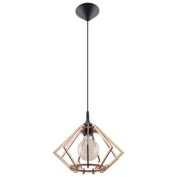 Lampada A Sospensione Pompelmo In Legno Naturale 1Xe27 15W Legna 90X27.5X27.5Cm Sollux Lighting-image