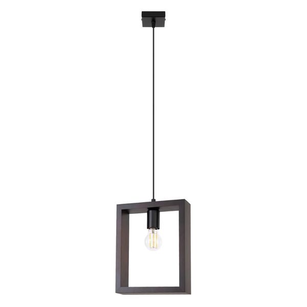 Lampada A Sospensione Aries Wengé 1Xe27 15W Acciaio/Legno 133X8X24Cm Sollux Lighting-image