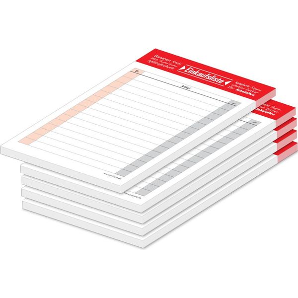 Pricaro Lista Della Spesa "Typo"", Magnetica, Rossa, A6, 50 Fogli, 5 Pezzi"-image