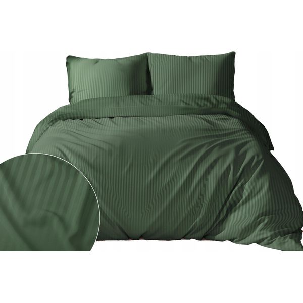 Deco4Home Biancheria Da Letto In Raso Denim |160X200Cm | Verde-image