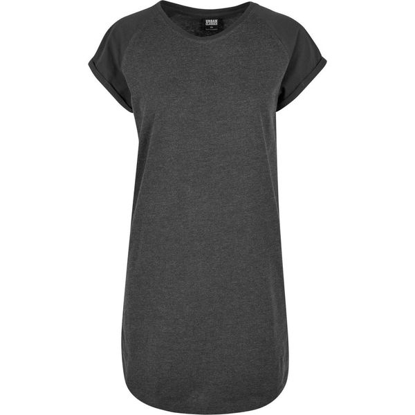 DáMské TričKo Urban Classics Ladies Contrast Raglan Tee Dress Charcoal/Nero - S-image
