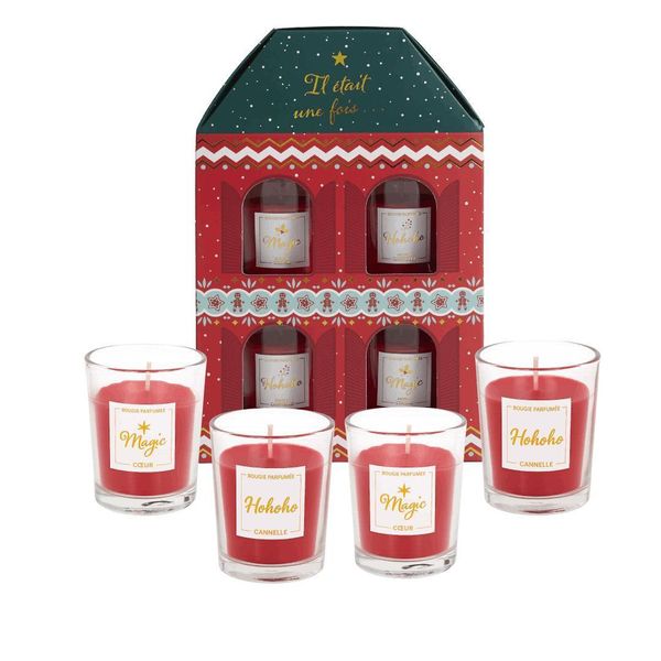 Candele Profumate Di Natale - 16 X 20 X 8 Cm - Set Regalo Di Candele - Regalo Di Candele Natalizie - Set Di Candele Profumate - Set Di Candele Profumate - Rosso-image