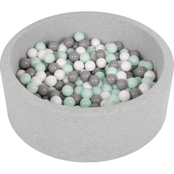 Selonis 90X30Cm/200 Palline ∅ 6Cm Piscina Secca Rotonda Con Palline Certificata Eu, Grigio Chiaro: Bianco/Grigio/Menta-image
