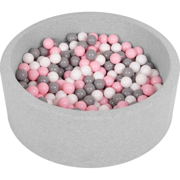 Piscina Per Bambini Selonis Con Palline 90X30Cm/200 Palline Rotonde, Grigio Chiaro: Bianco/Grigio/Rosa Polvere-image