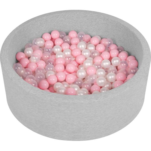 Selonis 90X30Cm/200 Palline ∅ 6Cm Piscina Secca Rotonda Con Palline Certificata Eu, Grigio Chiaro: Rosa Cipria/Traslucido-image