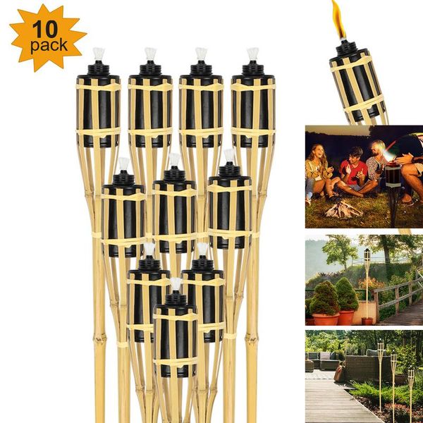 Jiubiaz Giardino Torce Set 50X Lampade Torcia Olio Stoppino 90Cm Torce Di Olio Di Bambù Per Lampada All'aperto Olio Per Torcia Fiamme Fuoco Festa Decorazione-image
