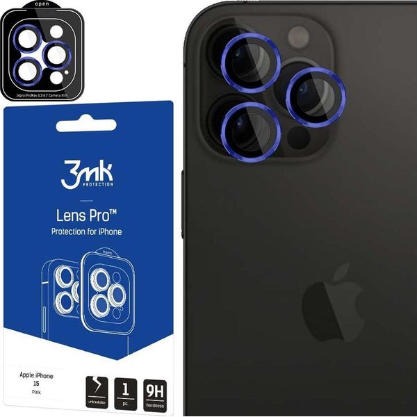 Apple Iphone 15 Pro Max - Protezione Lente 3Mk Pro Blu Reale-image