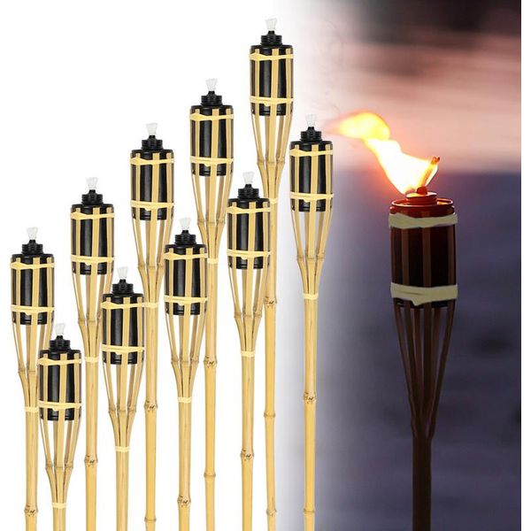 Aopunly 24X Set Di Torce Da Giardino Lampade Torcia Olio Stoppino 90Cm Torce Di Bambù Olio Per Lampada All'aperto Olio Per Torcia Fiamme Fuoco Festa Decorazione-image
