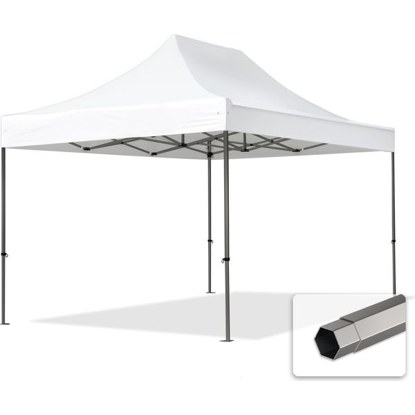 Toolport 3X4,5 M Gazebo Pieghevole Pvc, Premium Acciaio, Bianco-image