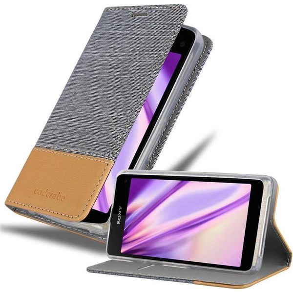 Cadorabo Custodia Per Sony Xperia Z1 Compact Custodia Protettiva In Grigio Custodia Per Cellulare Custodia A Libro Cover-image